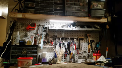 Musician Gear Garage's main work bench